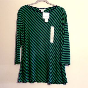 NWT Liz Claiborne XL 3/4 sleeve striped shirt